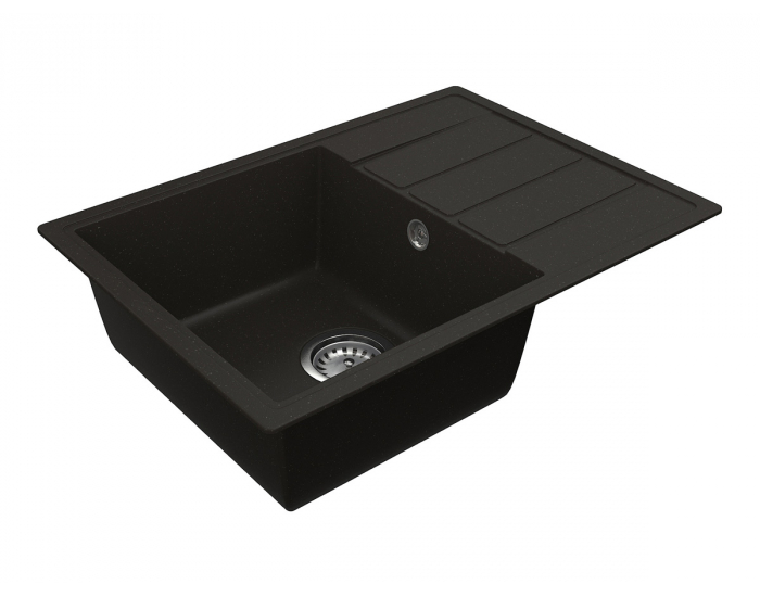 Granitový kuchynský drez so sifónom Eden ENB 02-62 61x43,5 cm - čierna