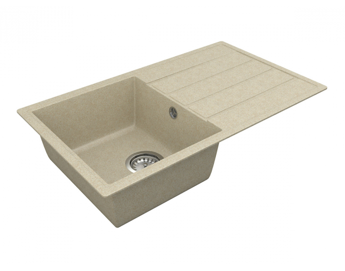 Granitový kuchynský drez so sifónom Eden ENB 02-76 75,5x43,5 cm - béžová