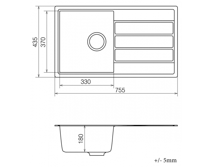 Granitový kuchynský drez so sifónom Eden ENB 02-76 75,5x43,5 cm - béžová