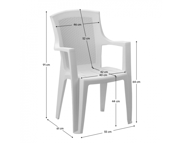 Záhradné stohovateľné kreslo Edenia - biela
