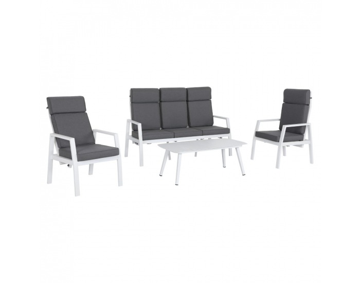 Hliníkový záhradný set Edoin - sivá / biela