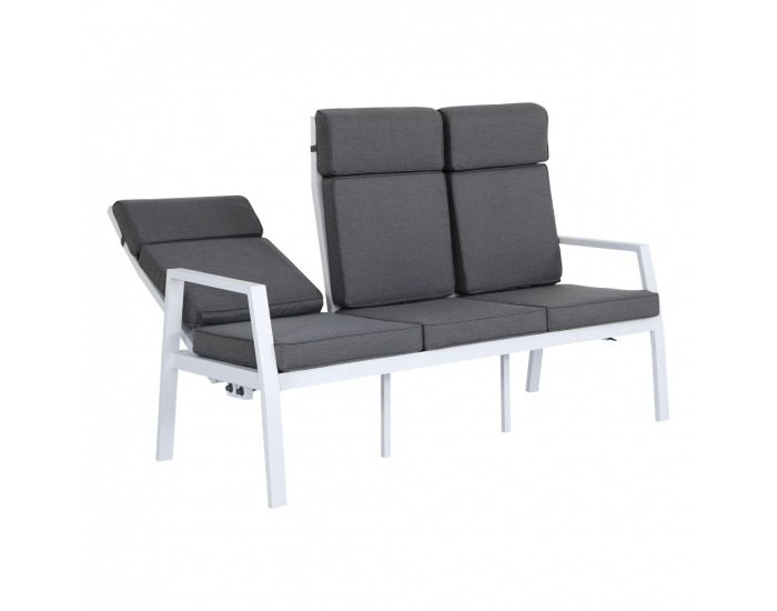 Hliníkový záhradný set Edoin - sivá / biela