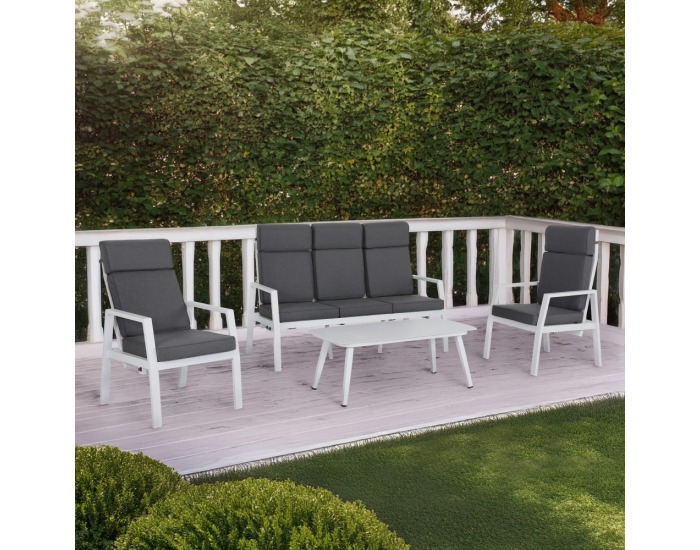 Hliníkový záhradný set Edoin - sivá / biela