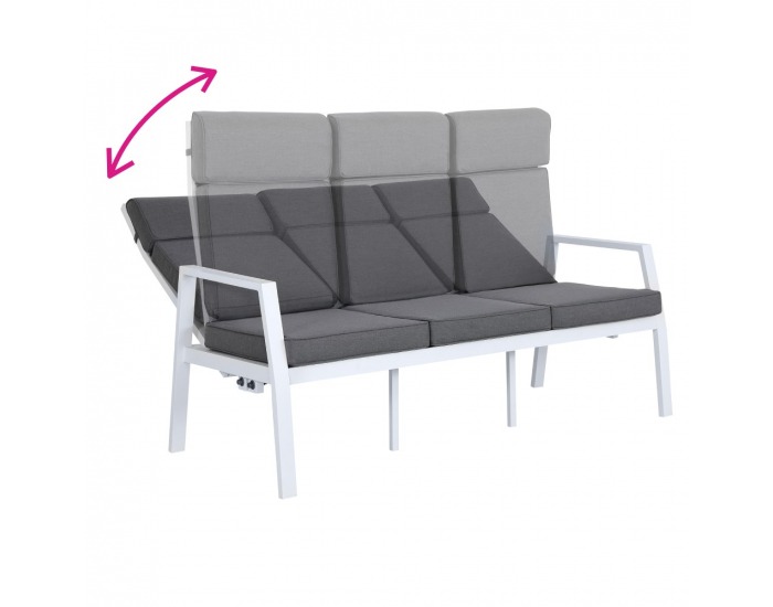 Hliníkový záhradný set Edoin - sivá / biela