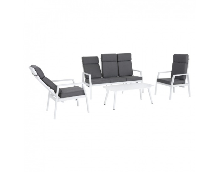 Hliníkový záhradný set Edoin - sivá / biela