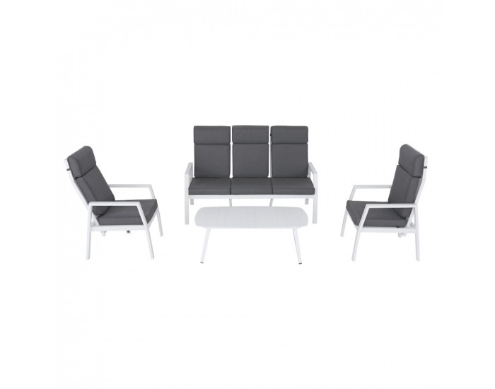 Hliníkový záhradný set Edoin - sivá / biela