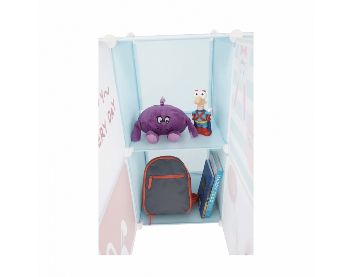 Detská modulárna skrinka Edrin - modrá / detský vzor