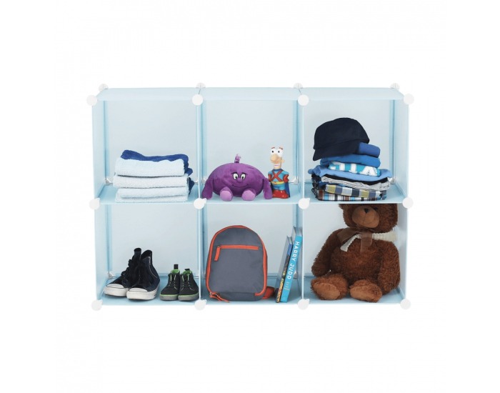 Detská modulárna skrinka Edrin - modrá / detský vzor