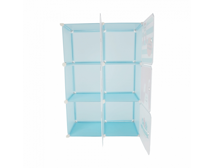 Detská modulárna skrinka Edrin - modrá / detský vzor
