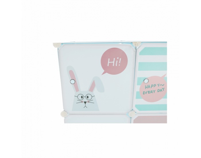 Detská modulárna skrinka Edrin - modrá / detský vzor