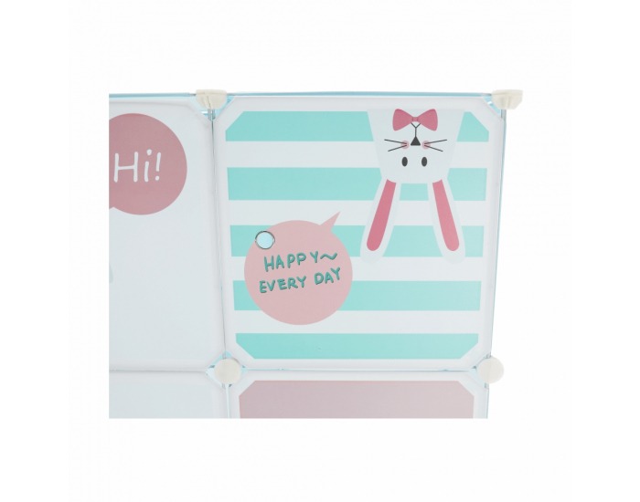 Detská modulárna skrinka Edrin - modrá / detský vzor