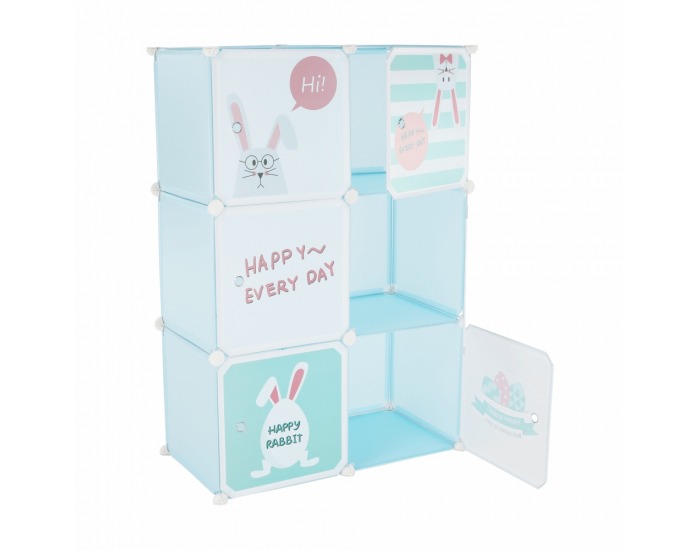 Detská modulárna skrinka Edrin - modrá / detský vzor