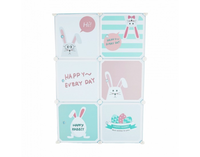 Detská modulárna skrinka Edrin - modrá / detský vzor