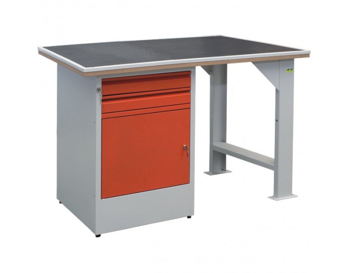 Pracovný stôl EFSS02MG/X2 - svetlosivá / červená