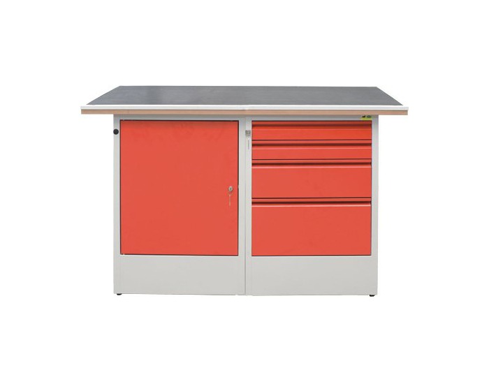 Pracovný stôl EFSS02MG/Z2T2 - svetlosivá / červená