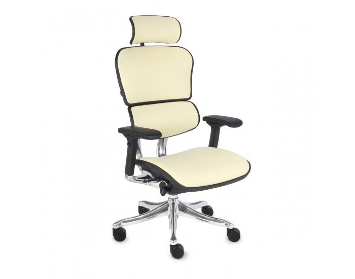 Kancelárska stolička s podrúčkami Efuso LE - krémová / čierna / chróm