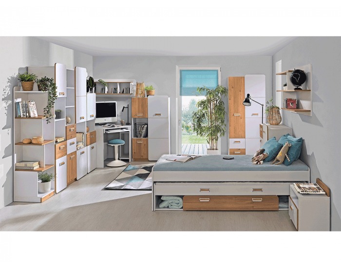 Nočný stolík Ego L12 - biela / dub nash