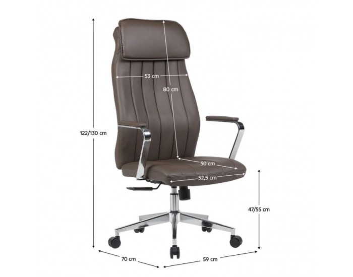 Kancelárske kreslo Eladio - sivohnedá / chróm