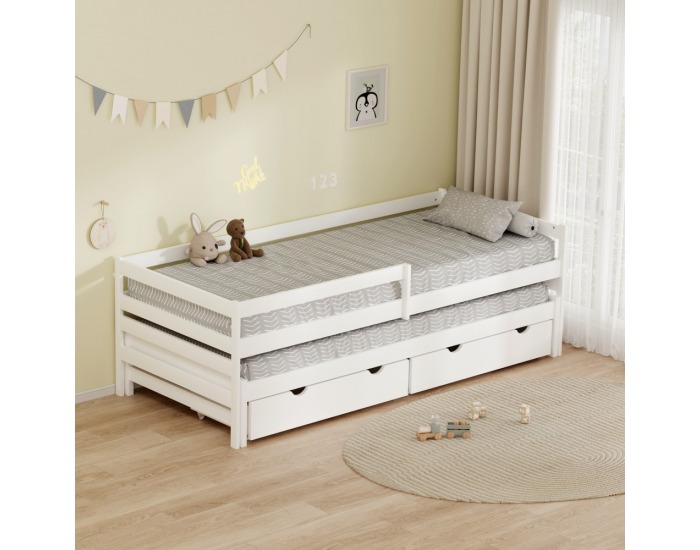 Detská posteľ s prístelkou Elara 90x200 cm - biela