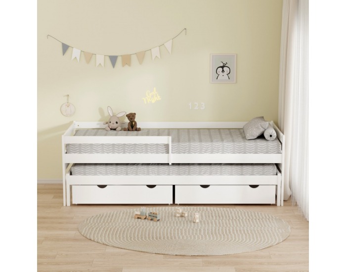 Detská posteľ s prístelkou Elara 90x200 cm - biela