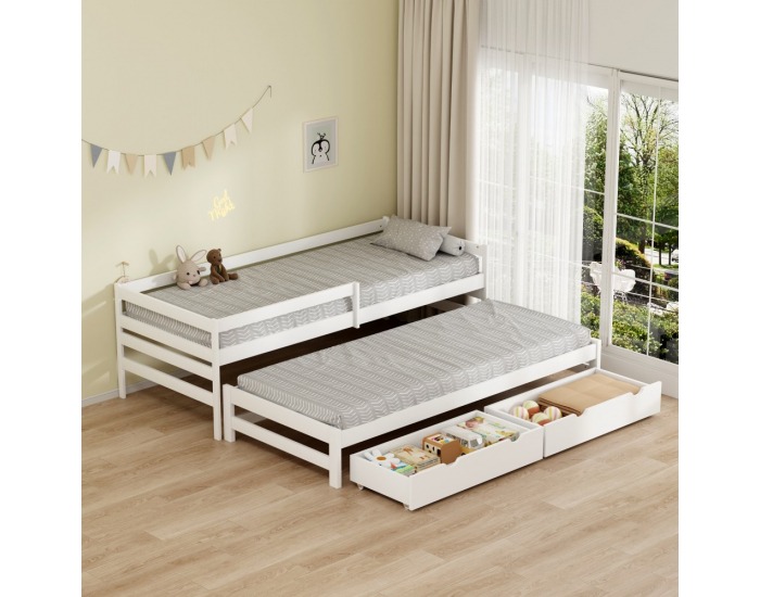 Detská posteľ s prístelkou Elara 90x200 cm - biela