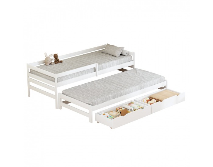 Detská posteľ s prístelkou Elara 90x200 cm - biela