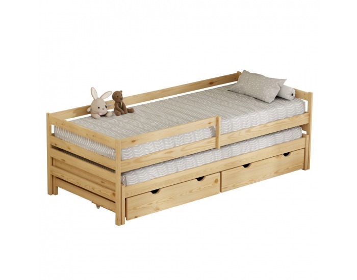 Detská posteľ s prístelkou Elara 90x200 cm - prírodná