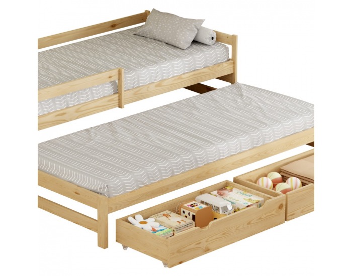 Detská posteľ s prístelkou Elara 90x200 cm - prírodná
