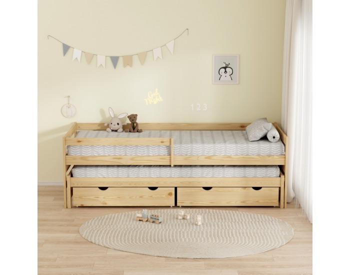 Detská posteľ s prístelkou Elara 90x200 cm - prírodná