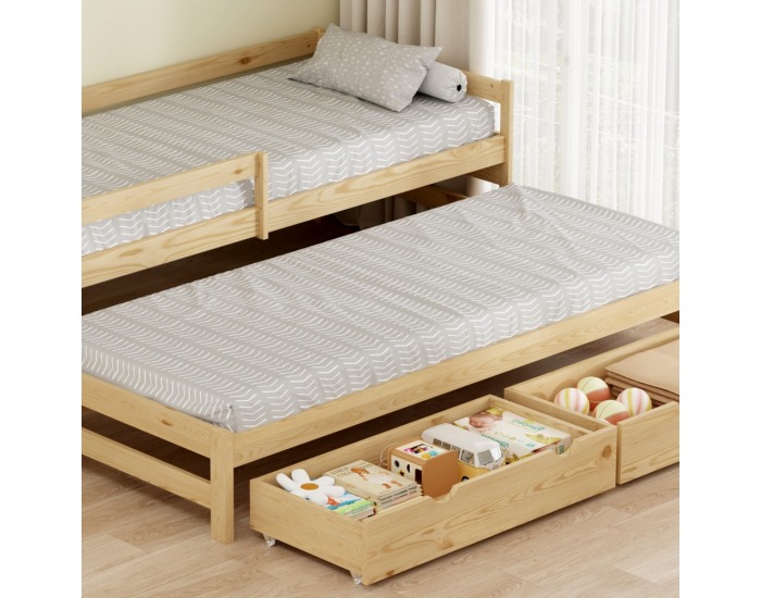 Detská posteľ s prístelkou Elara 90x200 cm - prírodná