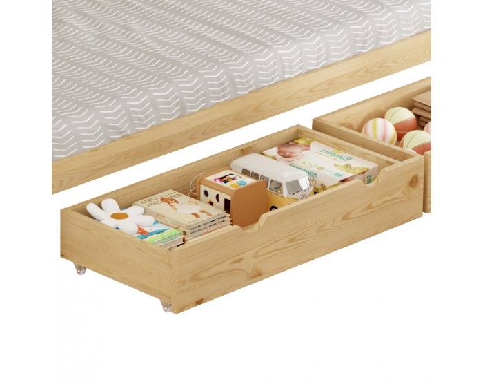 Detská posteľ s prístelkou Elara 90x200 cm - prírodná