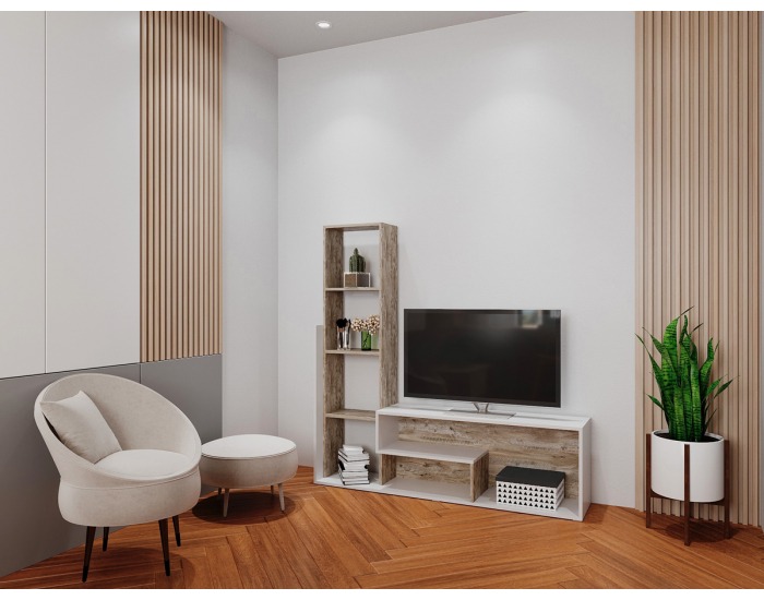 Obývacia stena Elend - biela / dub klondike