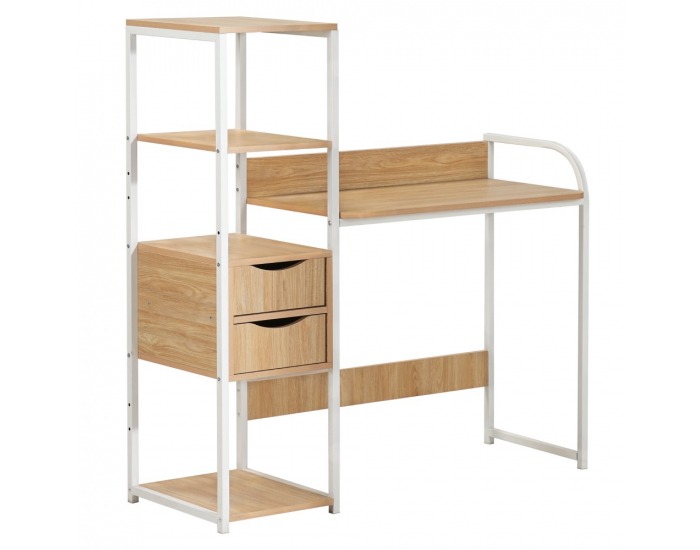 Univerzálny PC stôl Elgio - dub / biela