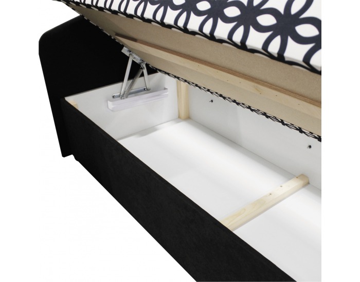 Čalúnená manželská posteľ s úložným priestorom Elijah 160 - čierna / biela