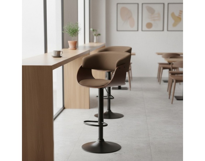 Barová stolička Elkin - hnedá/ orech / čierna