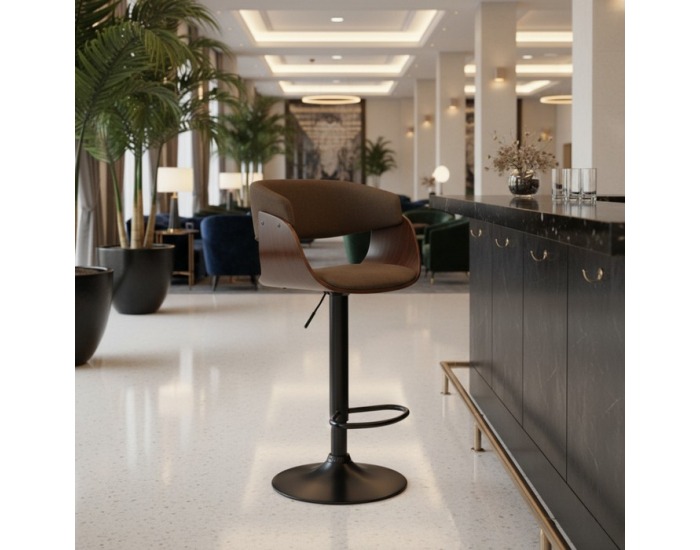 Barová stolička Elkin - hnedá/ orech / čierna