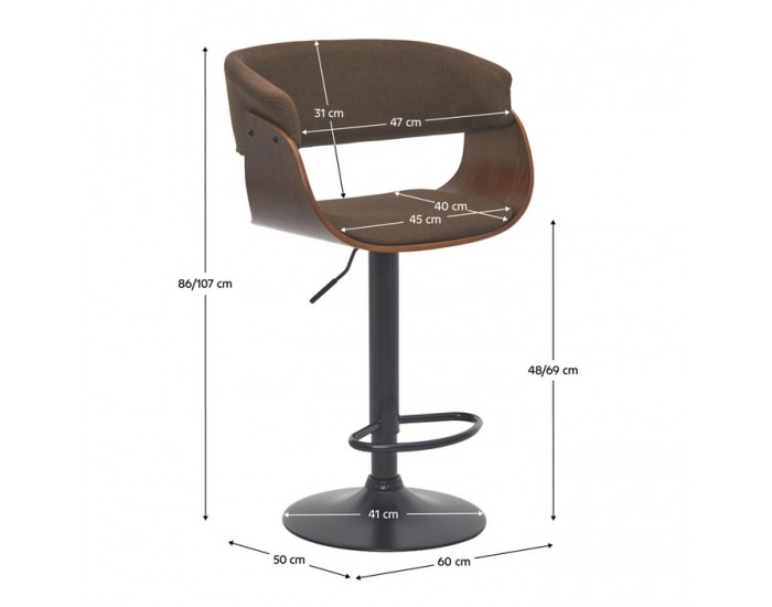 Barová stolička Elkin - hnedá/ orech / čierna