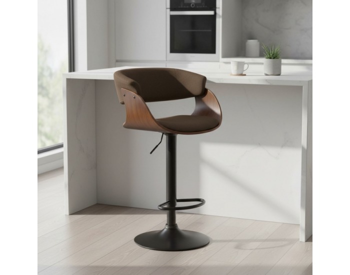 Barová stolička Elkin - hnedá/ orech / čierna