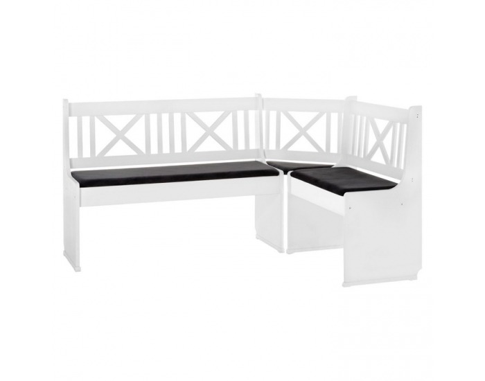 Rohová lavica do kuchyne Elodie X1 - biela / tmavosivá