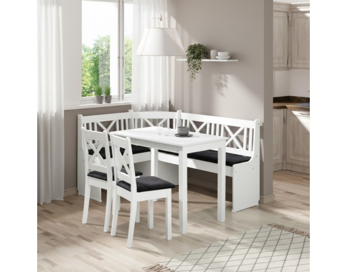 Rohová lavica do kuchyne Elodie X1 - biela / tmavosivá