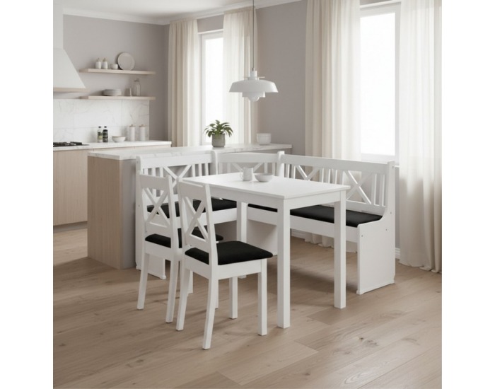 Rohová lavica do kuchyne Elodie X1 - biela / tmavosivá