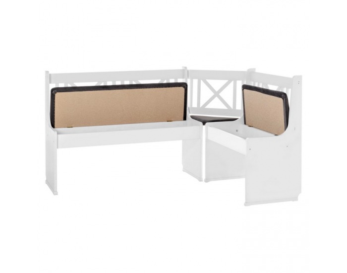 Rohová lavica do kuchyne Elodie X1 - biela / tmavosivá