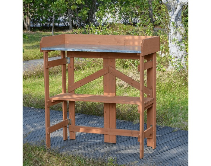 Záhradný stôl s policou Elsiro - jelša