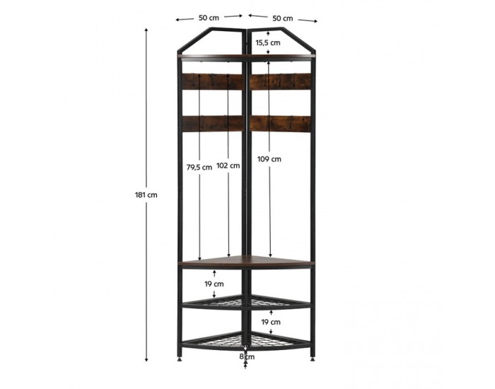 Vešiak Elviro - čierna / dub rustikal