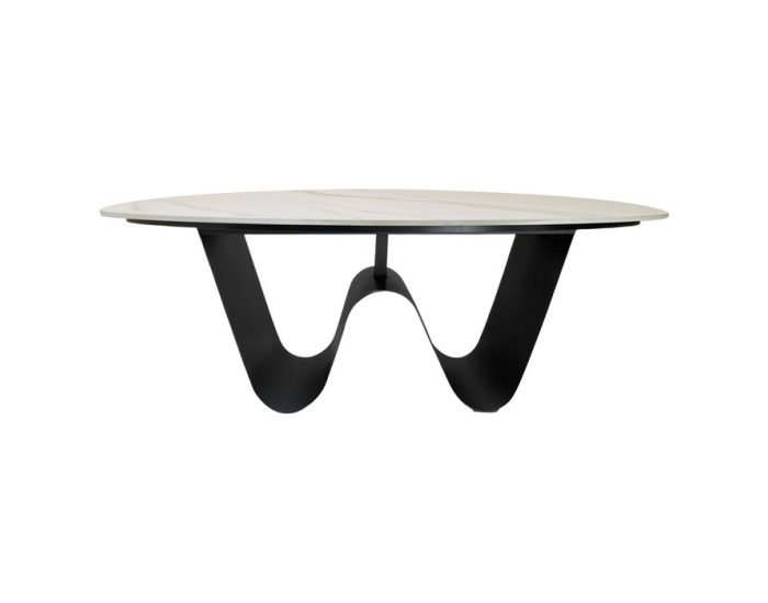 Konferenčný stolík Elvo - biela imitácia mramoru / čierna