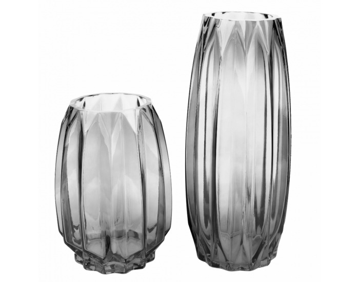Sklenená váza (2 ks) Elyses Typ 2 - sivá