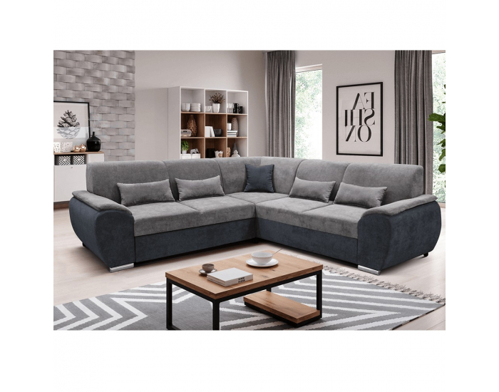 Rohová sedačka s rozkladom a úložným priestorom Emily Roh L - tmavosivá (Soro 97) / sivá (Soro 90)