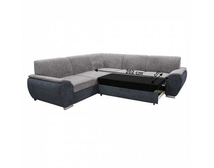 Rohová sedačka s rozkladom a úložným priestorom Emily Roh L - tmavosivá (Soro 97) / sivá (Soro 90)