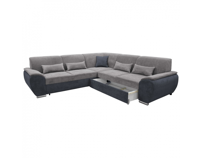 Rohová sedačka s rozkladom a úložným priestorom Emily Roh P - tmavosivá (Soro 97) / sivá (Soro 90)