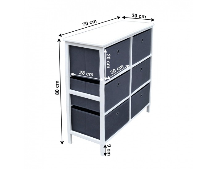 Komoda s látkovými boxami Emone Typ 2 - biela / sivá